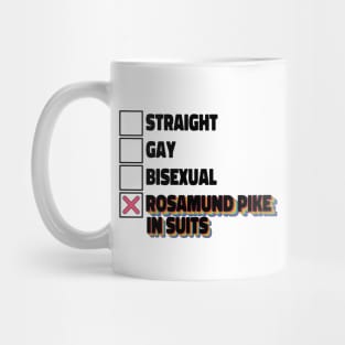 Straight Gay Bisexual Rosamund Pike In Suits Mug